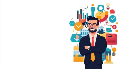 A man in a suit and tie is smiling and standing with his arms crossed