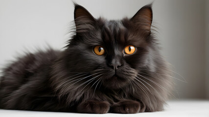 Portrait Elegant Black Cat with Golden Eyes