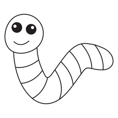 Fototapeta premium Worm Coloring Page. Vector Illustration