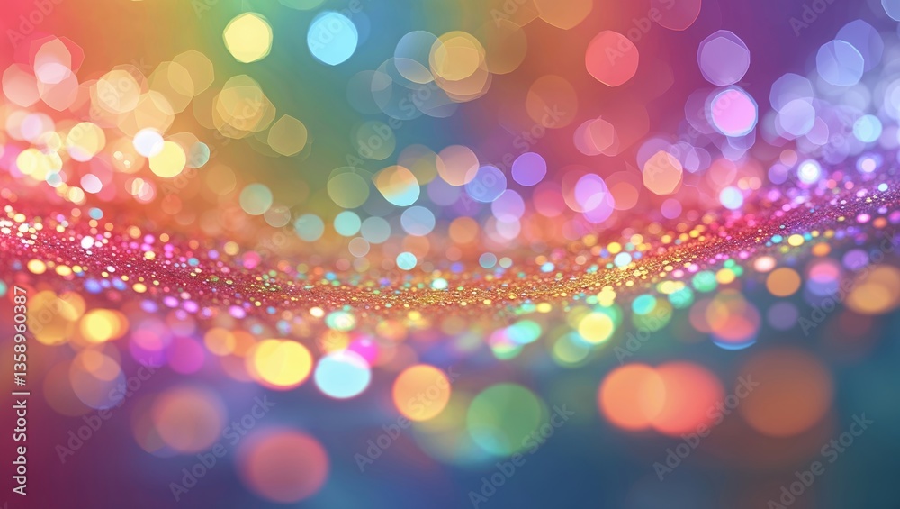 Poster colorful bokeh lights creating a vibrant atmosphere with shimmering patterns in a festive setting