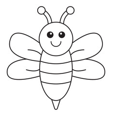 Bee Coloring Page. Vector Illustration