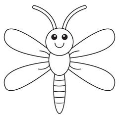 Dragonfly Coloring Page. Vector Illustration