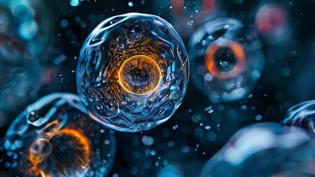 video of Cell division process isolated against a black background.
