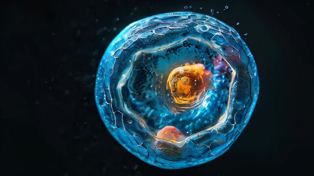 video of Cell division process isolated against a black background.
