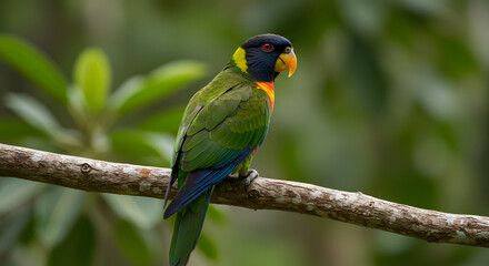 Obraz premium Colorful Parrot Perched in a Tropical Forest