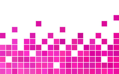 Mosaic magenta pixel background with copy space. Scattered matrix pattern for background, backdrop, banner, flyer, cover, and graphic design. Simple futuristic techno pattern. 