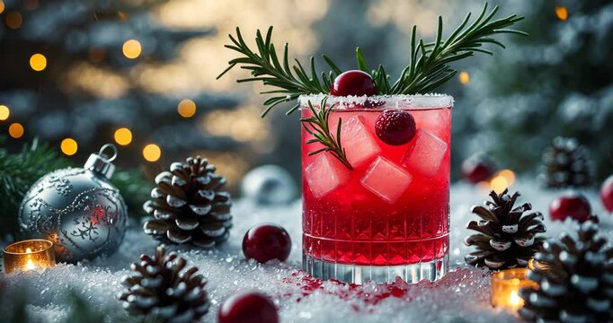 Christmas Cranberry margarita cocktail features a blend of cranberries and tequila. This cocktail is filled with lively citrus and herb fragrances, highlighting the finest of the winter season.