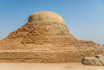 View at the Stupa in Archaeological site Mohenjo-daro in Larkana, Pakistan