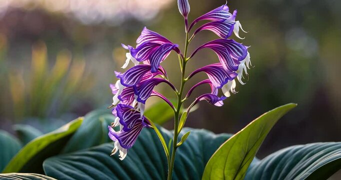 Calotropis procera is an eye-catching plant featuring vibrant purple blooms and sturdy leaves, serving as a bold and exotic enhancement to any garden or landscape.