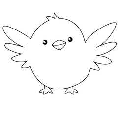 Cute Kawaii art style chicken outlined cutout