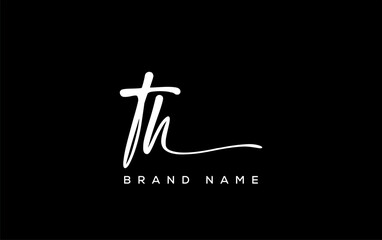TH letter beauty handwriting vector logo.