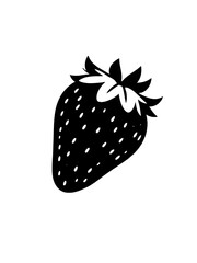 Strawberry illustration icon, black silhouette vector
