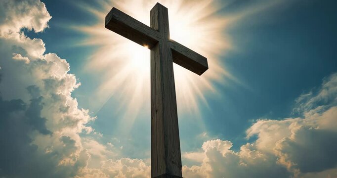 Cross in the sky. Joyful celebration. Christian symbol.