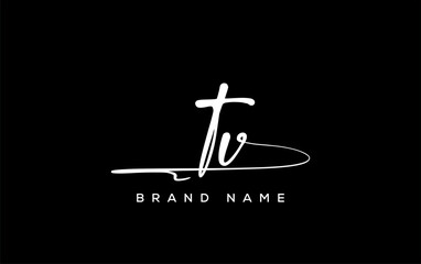 TV letter beauty handwriting vector logo.