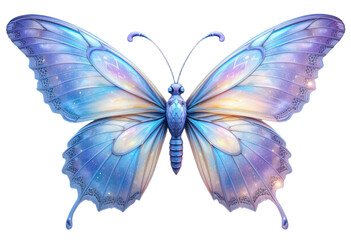 Magical Pastel Butterfly PNG, Iridescent Rainbow Wings, Transparent Background