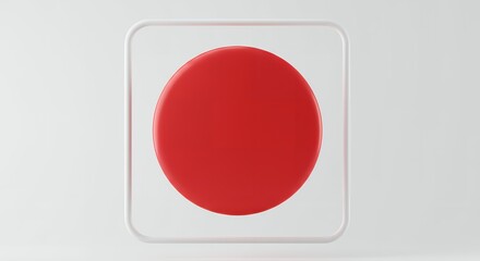 Bold Red Circle Emblem with Smooth Gradient in Minimalist Style
