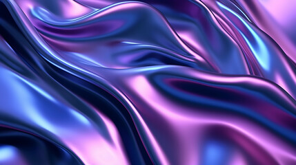 Obraz premium Liquid dreamscape of iridescent purple and blue silk flowing gracefully, a mesmerizing dance of light and shadow in smooth, glossy texture.