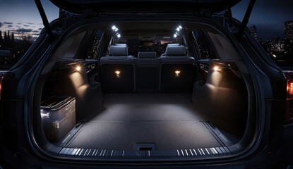 Stylish Car Trunk Interior at Night
