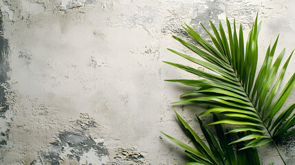 
Blurred shadow from palm leaves on the light beige wall. Minimal abstract background for product presentation. Spring and summer.