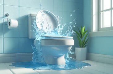 Overflowing Toilet in Bathroom