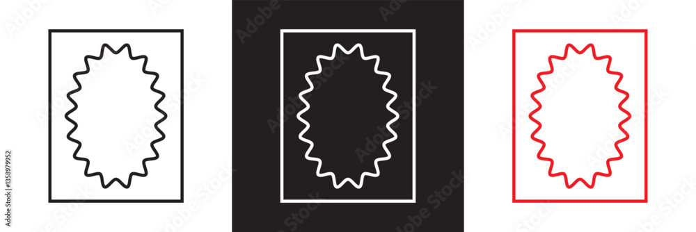 Poster wavy frame borders. scallop shape picture frames. wave rectangle set. squiggly zigzag text frame col