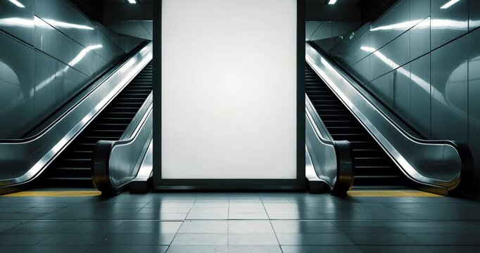 Empty Horizontal large poster in subway station