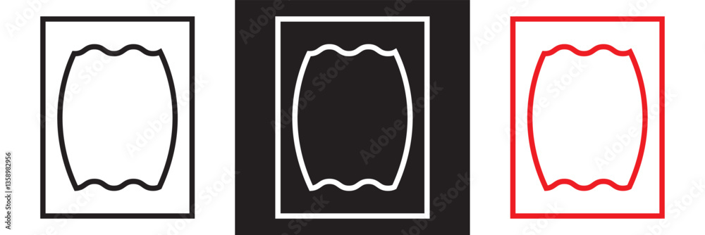 Poster wavy frame borders. scallop shape picture frames. wave rectangle set. squiggly zigzag text frame col