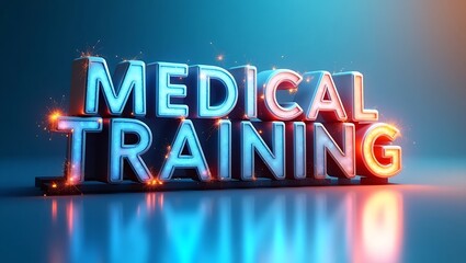 Innovative approach to medical training with bold typography and glowing effects