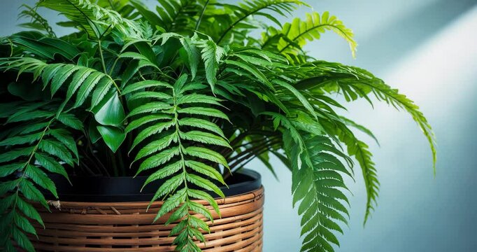 Close-up of Nephrolepis placed in a pot.