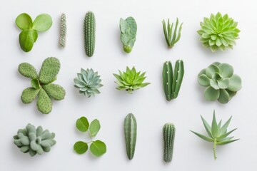 A Vibrant Arrangement of Succulents and Cacti: A Minimalist Botanical Display
