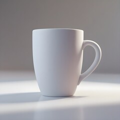 Obraz premium White cup mockup with elegant minimalist design. This image is suitable for branding design presentation, product marketing, advertising, or promotional materials in the beverage and homeware industry