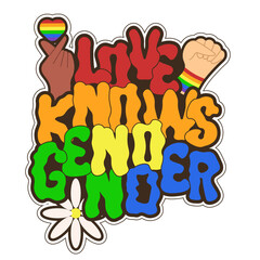 Pride Month Sticker template design. Love knows no gender theme for social media and web. Pride Month Sticky vector illustration. EPS 10