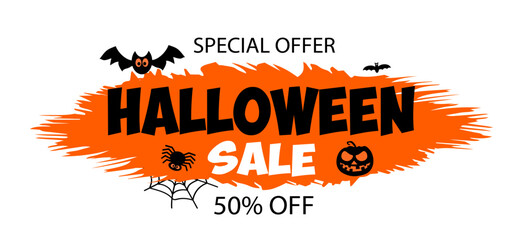 Halloween sale announcement featuring discounts and spooky graphics for seasonal shopping event