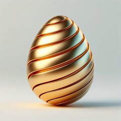 3d metallic Gold Easter Egg isolated on a white background