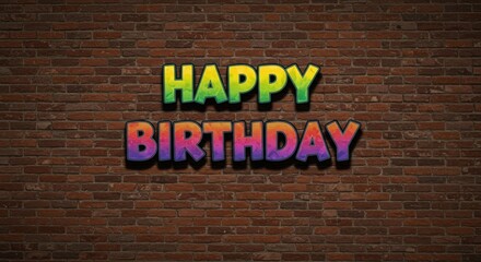 Obraz premium Happy Birthday Graffiti on Brick Wall.