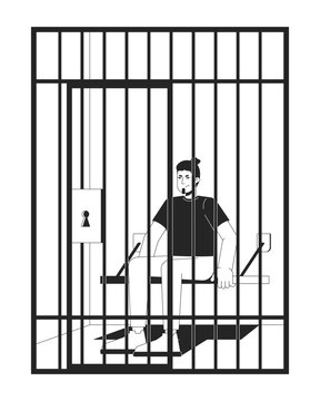 man sitting jail cell black and white clip art preview