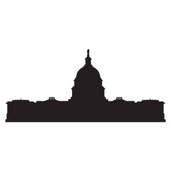 Washington Capitol building skyline silhouette vector, Black. with white background © firoz