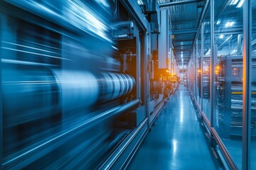 Fototapeta premium High-Speed Manufacturing Facility: A Modern Industrial Interior