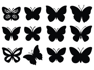 Black Butterfly Silhouettes Nature, Insects, Wings, Art