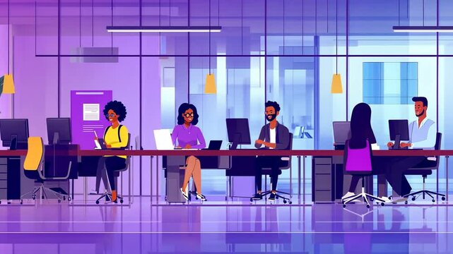 Diverse Colleagues Collaborate in a Modern Office Environment Generative AI