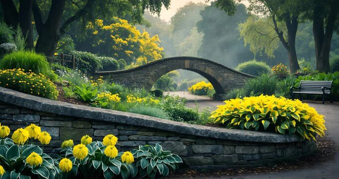 Bridge across the beck flowing through RHS