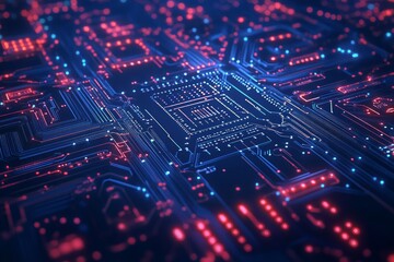 Obraz premium Intricate Circuit Board Design: A Futuristic Technological Masterpiece