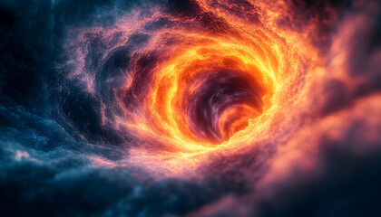 Obraz premium A swirling cosmic vortex of fiery orange and deep purple clouds, suggesting a portal in space