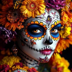 Traditional Sugar Skull Makeup Depicted in 3D Art