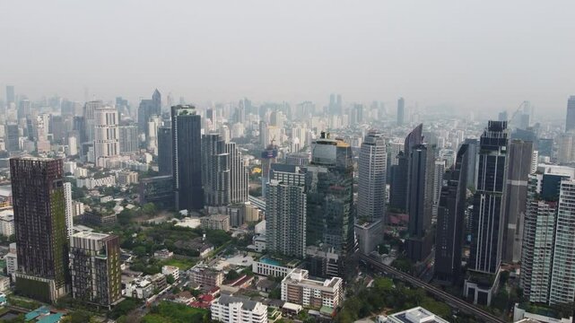 2025 Bangkok Thonglor Rising Drone Aerial Skyline pan
