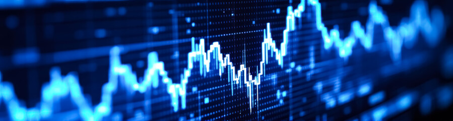 Fototapeta premium dynamic blue graphs and charts on dark background