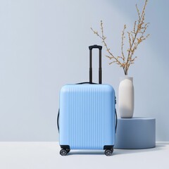 Obraz premium Light blue carry-on suitcase