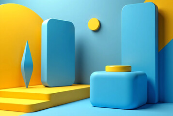 Pop background with striking blue and yellow shapes. Cute.