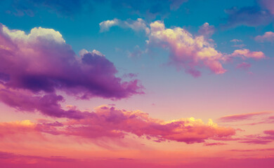 Obraz premium Colorful cloudy sky at sunset. Sky nature background