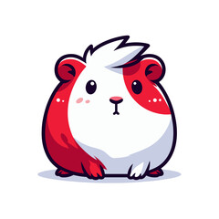 Naklejka premium Cute red guinea pig cartoon with white face, sitting pose. Perfect for pet care materials and children's educational content about small animals.